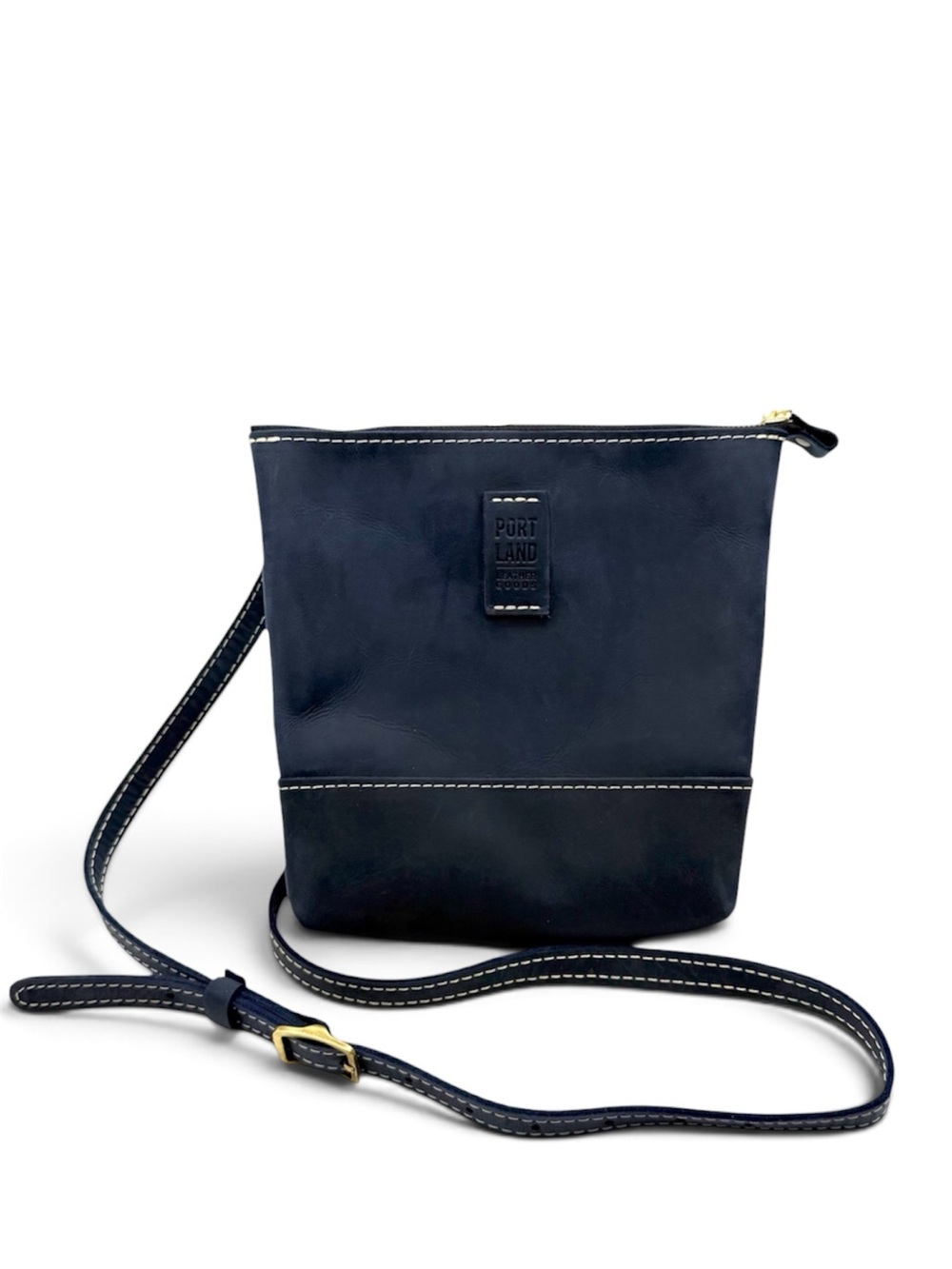 Portland Leather Festival Bag Deep Water Blue Brushed Leather Crossbody
